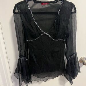 Vintage Black Top with Beaded Details